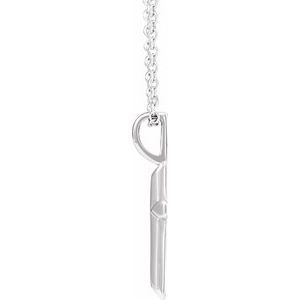 Platinum Knife-Edge Cross 16-18" Necklace
