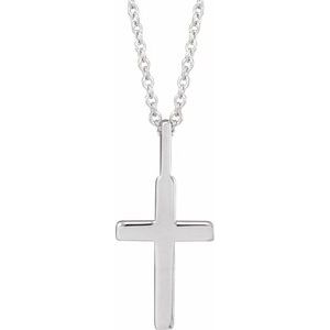Sterling Silver Knife-Edge Cross 16-18" Necklace