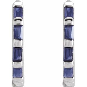 Sterling Silver Natural Blue Sapphire Huggie Earrings