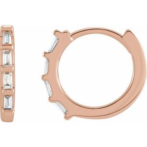 14K Rose Gold 1/10 CTW Natural Diamond Huggie Earrings