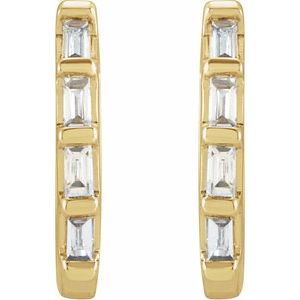 14K Yellow Gold 1/10 CTW Natural Diamond Huggie Earrings