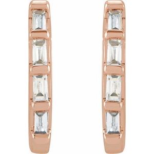 14K Rose Gold 1/10 CTW Natural Diamond Huggie Earrings