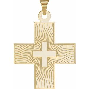 14K Yellow Gold 20.5x18 mm Greek Cross Pendant