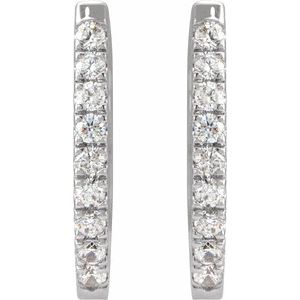 14K White Gold 1/5 CTW Natural Diamond Hoop Earrings