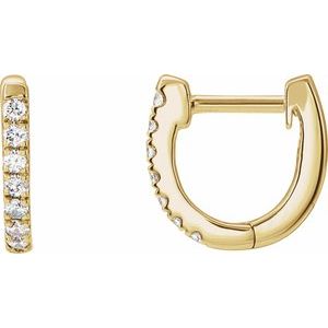 14K Yellow Gold 1/6 CTW Natural Diamond Hoop Earrings