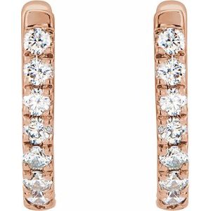 14K Rose Gold 1/6 CTW Natural Diamond Hoop Earrings