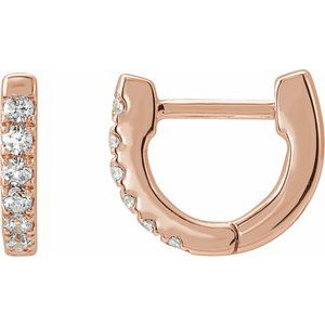 14K Rose Gold 1/8 CTW Natural Diamond Hoop Earrings