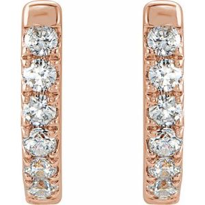 14K Rose Gold 1/8 CTW Natural Diamond Hoop Earrings