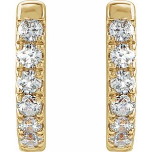 14K Yellow Gold 1/8 CTW Natural Diamond Hoop Earrings