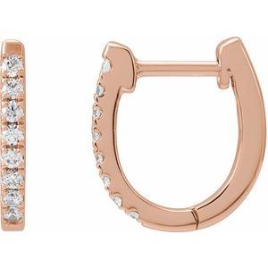 14K Rose Gold 1/6 CTW Natural Diamond Hoop Earrings