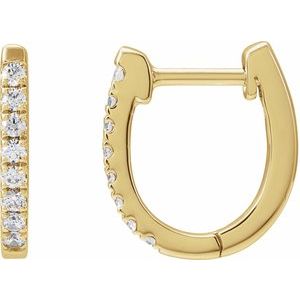 14K Yellow Gold 1/6 CTW Natural Diamond Hoop Earrings
