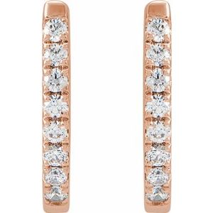 14K Rose Gold 1/6 CTW Natural Diamond Hoop Earrings