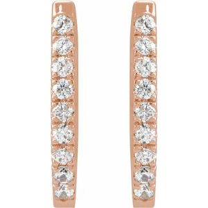 14K Rose Gold 1/5 CTW Natural Diamond Hoop Earrings