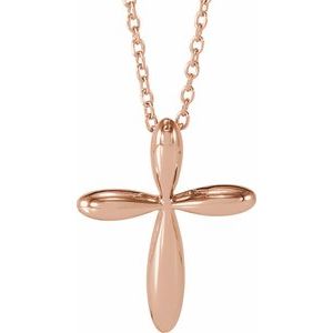 14K Rose Gold 17x13 mm Cross 16-18" Necklace