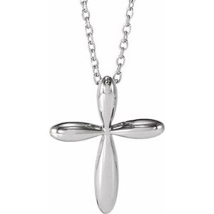 Sterling Silver 17x13 mm Cross 16-18" Necklace