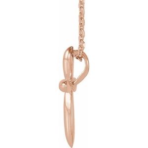 14K Rose Gold 17x13 mm Cross 16-18" Necklace