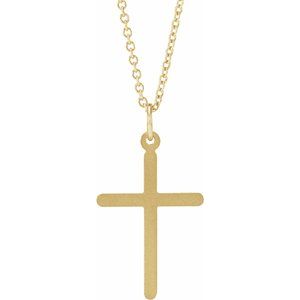 14K Yellow Gold Cross 18" Necklace
