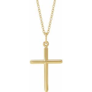 14K Yellow Gold Cross 18" Necklace