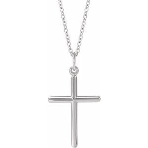 14K White Gold Cross 18" Necklace