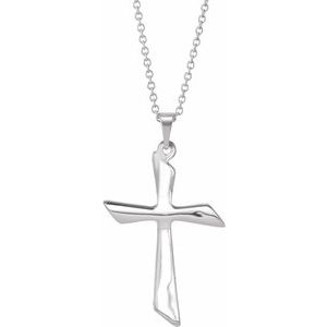 14K White Gold Cross 18" Necklace