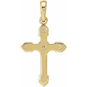 14K Yellow Gold 1/6 CTW Natural Diamond Cross Pendant