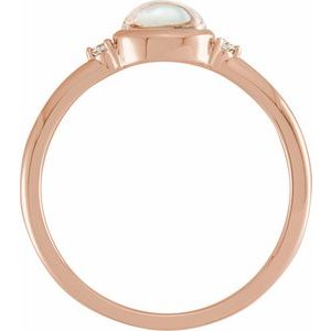 14K Rose Gold Natural Rainbow Moonstone & .03 CTW Natural Diamond Ring