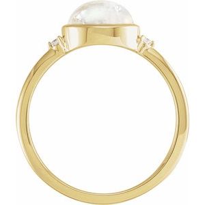14K Yellow Gold Natural Rainbow Moonstone & .03 CTW Natural Diamond Ring