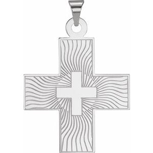 14K White Gold 27.5x25 mm Greek Cross Pendant