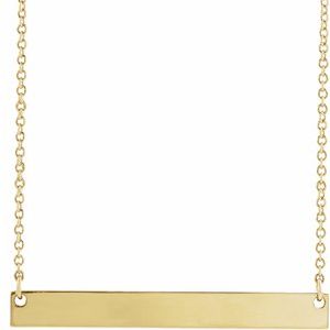14K Yellow Gold Engravable Bar 16" Necklace