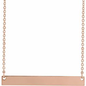 14K Rose Gold Engravable Bar 16" Necklace