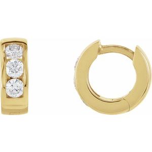 14K Yellow Gold 1/3 CTW Lab-Grown Diamond 10 mm Hinged Hoop Earrings