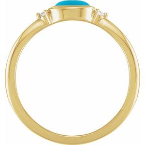 14K Yellow Gold Natural Turquoise & .03 CTW Natural Diamond Ring