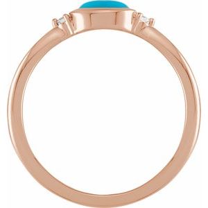 14K Rose Gold Natural Turquoise & .03 CTW Natural Diamond Ring