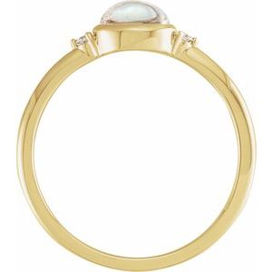 14K Yellow Gold Natural Rainbow Moonstone & .03 CTW Natural Diamond Ring