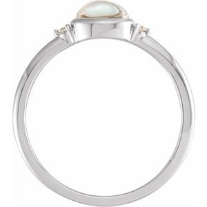 Sterling Silver Natural Rainbow Moonstone & .03 CTW Natural Diamond Ring