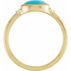 14K Yellow Gold Natural Turquoise & .03 CTW Natural Diamond Ring