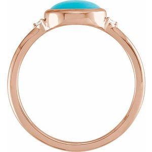 14K Rose Gold Natural Turquoise & .03 CTW Natural Diamond Ring