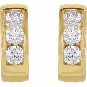 14K Yellow Gold 1/3 CTW Lab-Grown Diamond 10 mm Hinged Hoop Earrings
