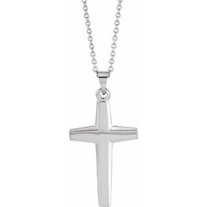 14K White Gold Cross 18" Necklace