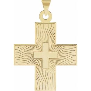 14K Yellow Gold 27.5x25 mm Greek Cross Pendant
