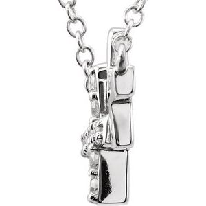 14K White Gold 1/5 CTW Natural Diamond Double Sideways Cross 16-18" Necklace