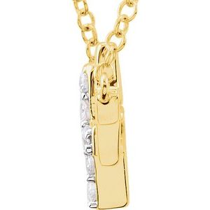 14K Yellow Gold 1/5 CTW Natural Diamond Double Sideways Cross 16-18" Necklace
