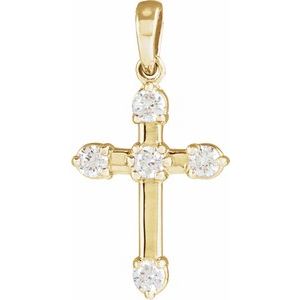 14K Yellow Gold 1/6 CTW Natural Diamond Cross Pendant