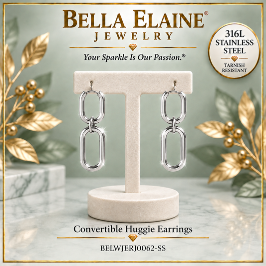 Convertible Huggie Earrings - 316L Stainless Steel Earrings - Bella Elaine Jewelry