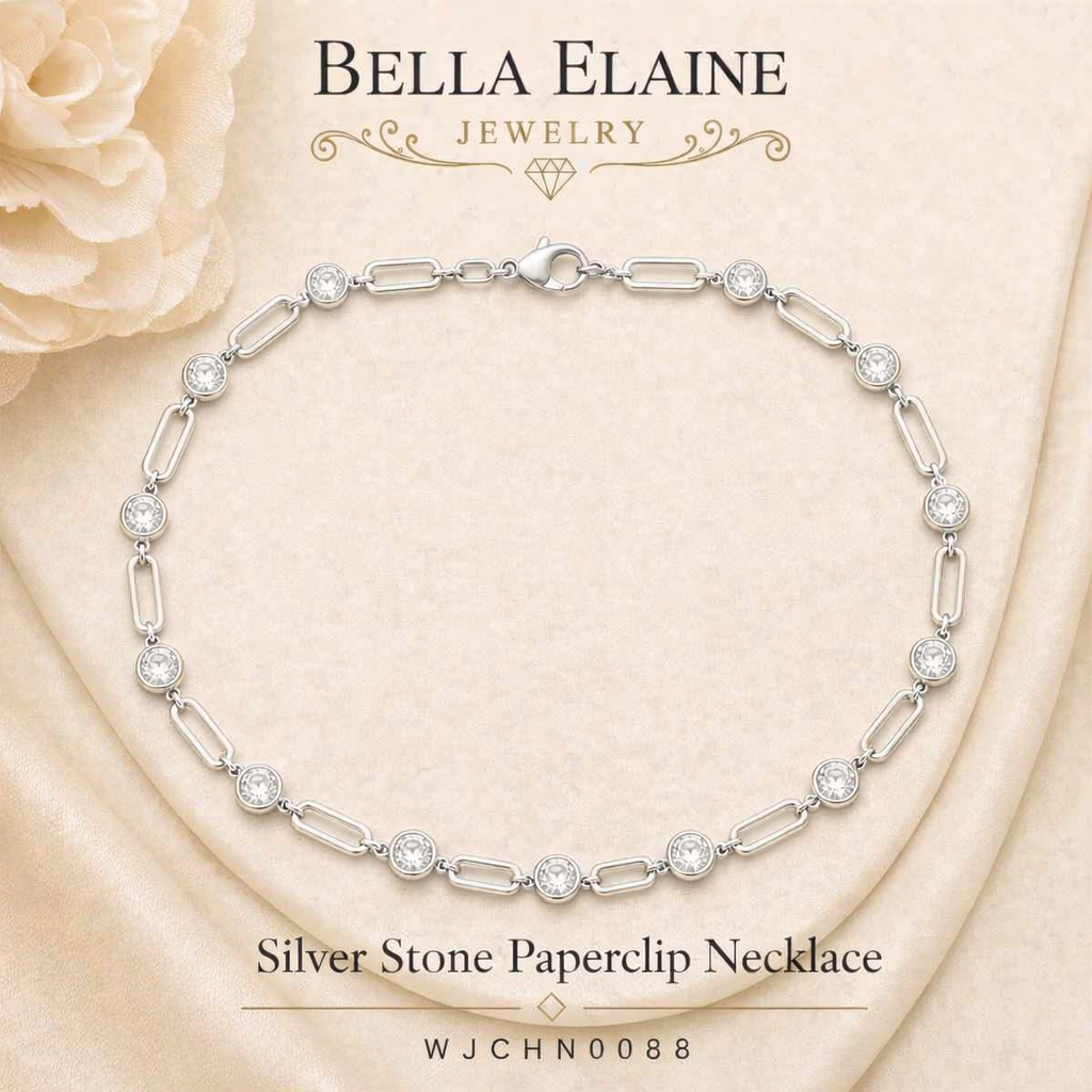 Stone Paperclip Necklace