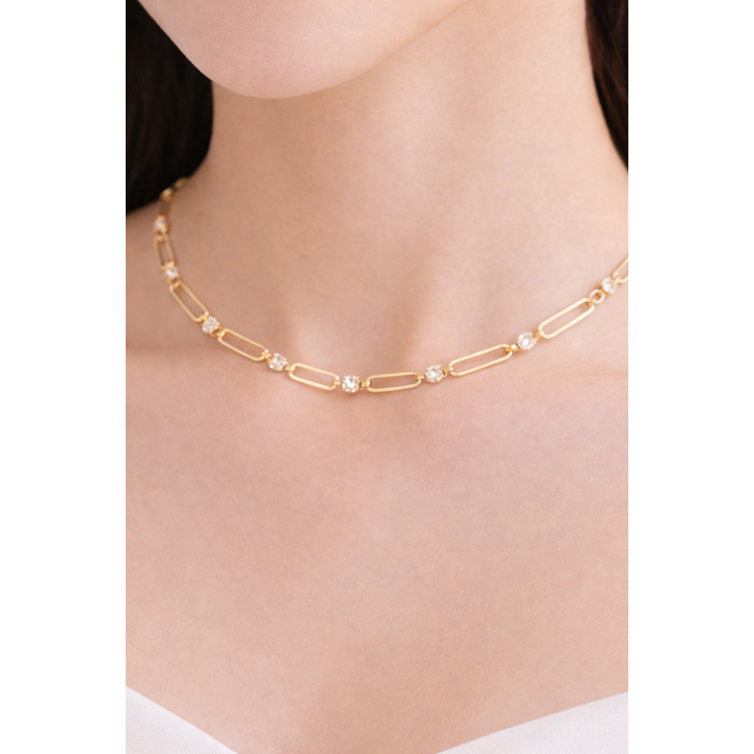 Paperclip Stone Necklace