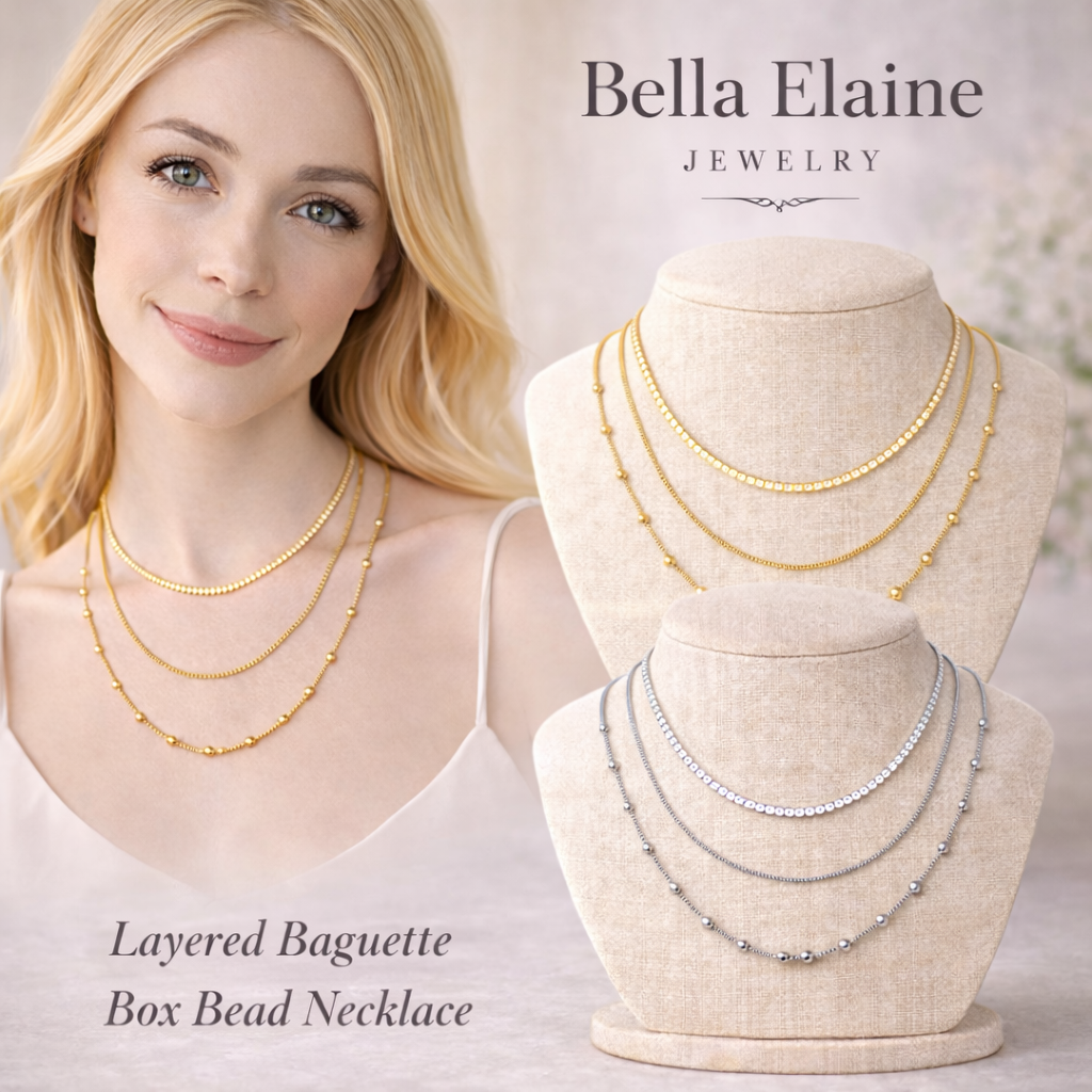 Triple Baquette Box Bead Necklace