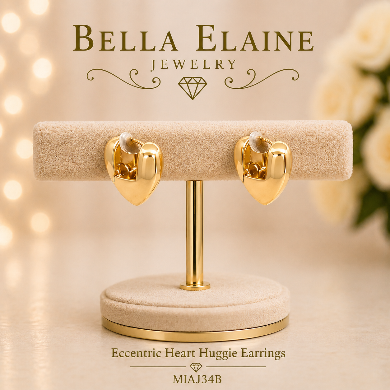 Eccentric Heart Huggie Earrings