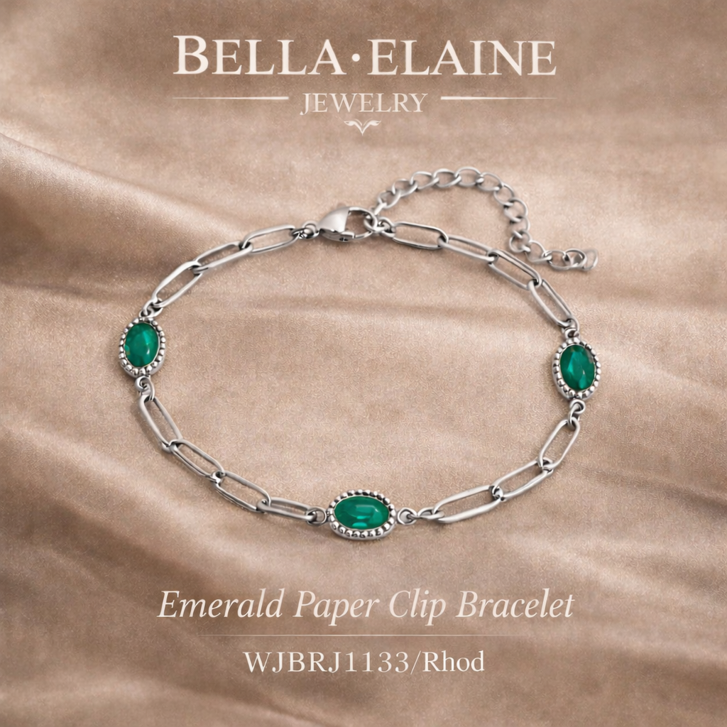 Emerald Paper Clip Bracelet