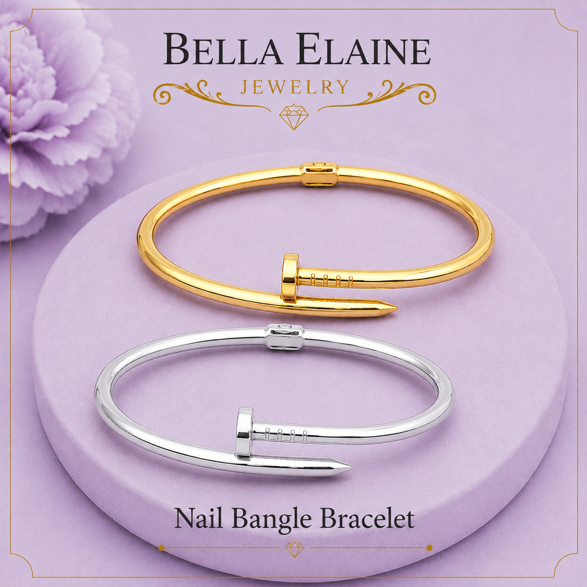 Nail Head Bangle in 18K Gold PVD Stainless Steel – Bella Elaine Jewelry